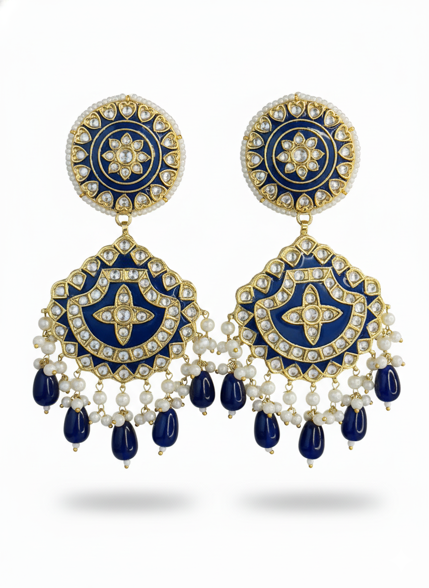 Royal Blue Multani Kundan Earrings